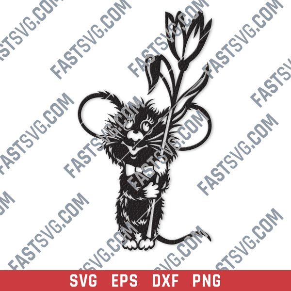 Mouse with flower vector design files - SVG DXF EPS PNG