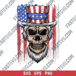 Uncle sam skull in front of USA flag