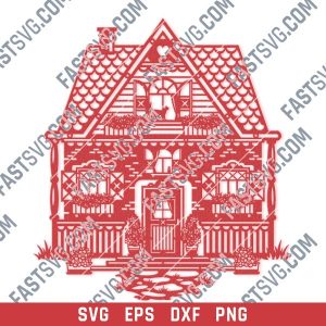 Wonderful house vector design files - SVG DXF EPS PNG