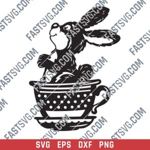 Cute bunny cup rabbit design files - EPS PNG SVG DXF