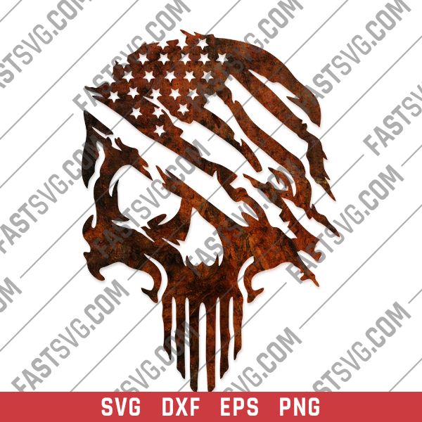 Tattered American Flag skull Design files