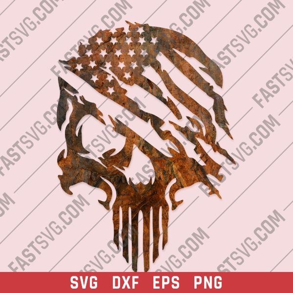 Tattered American Flag skull Design files