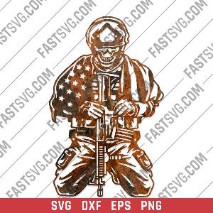 Kneeling soldier skull american flag design files