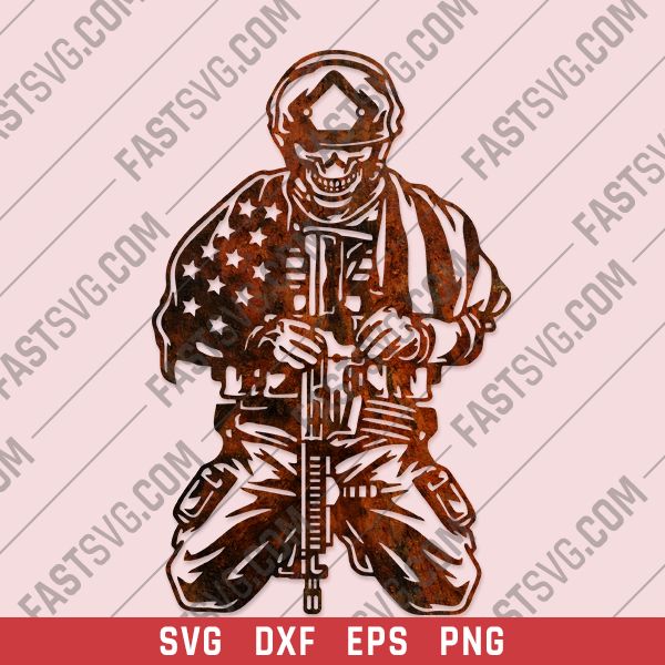 Kneeling soldier skull american flag design files