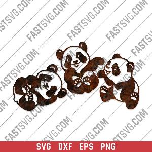 Three panda babies vector design files