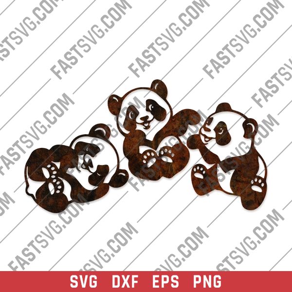 Three panda babies vector design files
