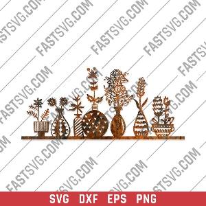 Vases wall decor vector design files