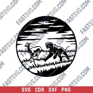 Lioness Hunting DXF File Image