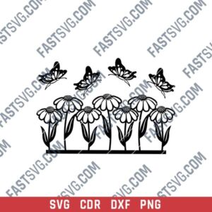 Flowers with Butterflies DXF Design