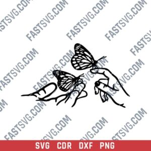 Decorative Hand with Butterflies DXF File