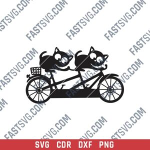 Cats with Bike DXF Files Image