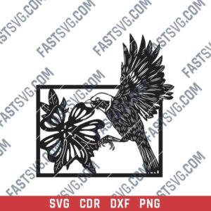 Bird with Flower DXF File