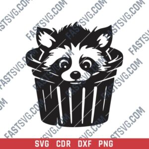 Raccoon in Trash DXF File