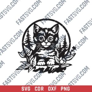 Cat with Flowers DXF Files