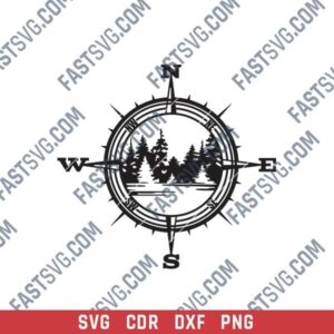 Trees Compass Scene DXF File