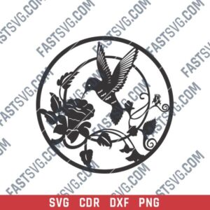 Hummingbird Floral DXF File